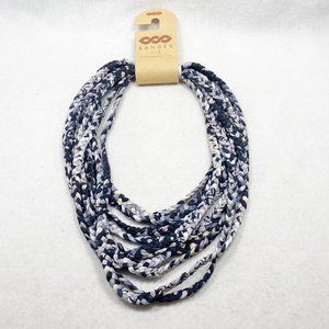 Banded Gray Knit Braided Multi-Strand Necklace